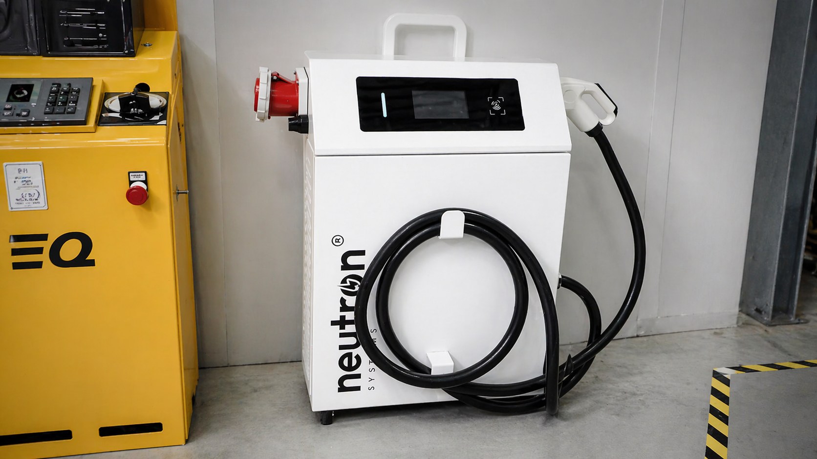 Neutron Systems NSNF0041 portable DC fast charger at a demonstration site
